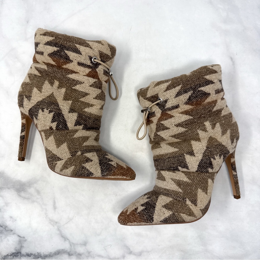 NEW Jessica Simpson Padina Southwestern Quilted Puffer Pointed Toe Heeled Boots